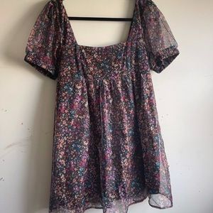 Wild Fable Floral Tulle Mesh Baby Doll Dress Size Medium 8